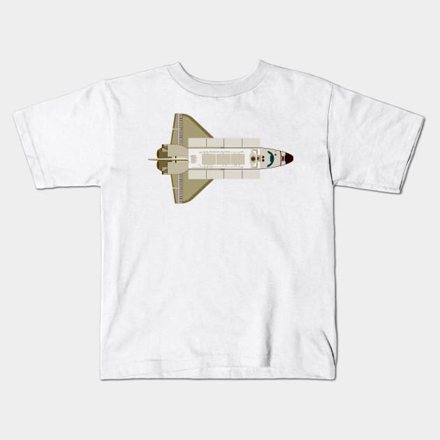 Space Shuttle Top View Retro Kids T-Shirt by retrovectors